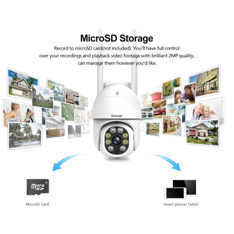 Sricam SP028 1080P HD Outdoor PTZ Camera, Support Two Way Audio / Motion Detection / Humanoid Detection / Color Night Vision / TF Card, US Plug Sricam SP028 1080P HD Outdoor PTZ Camera, Support Two Way Audio / Motion Detection / Humanoid Detection / Color Night Vision / TF Card, US Plug